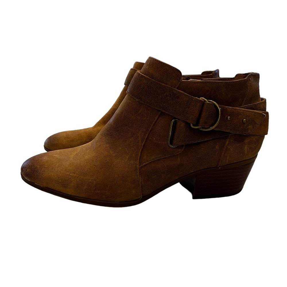 Clarks Artisan Spye Belle Distressed Brown Tan Leather Bootie Size 9.5 M - Picture 5 of 9
